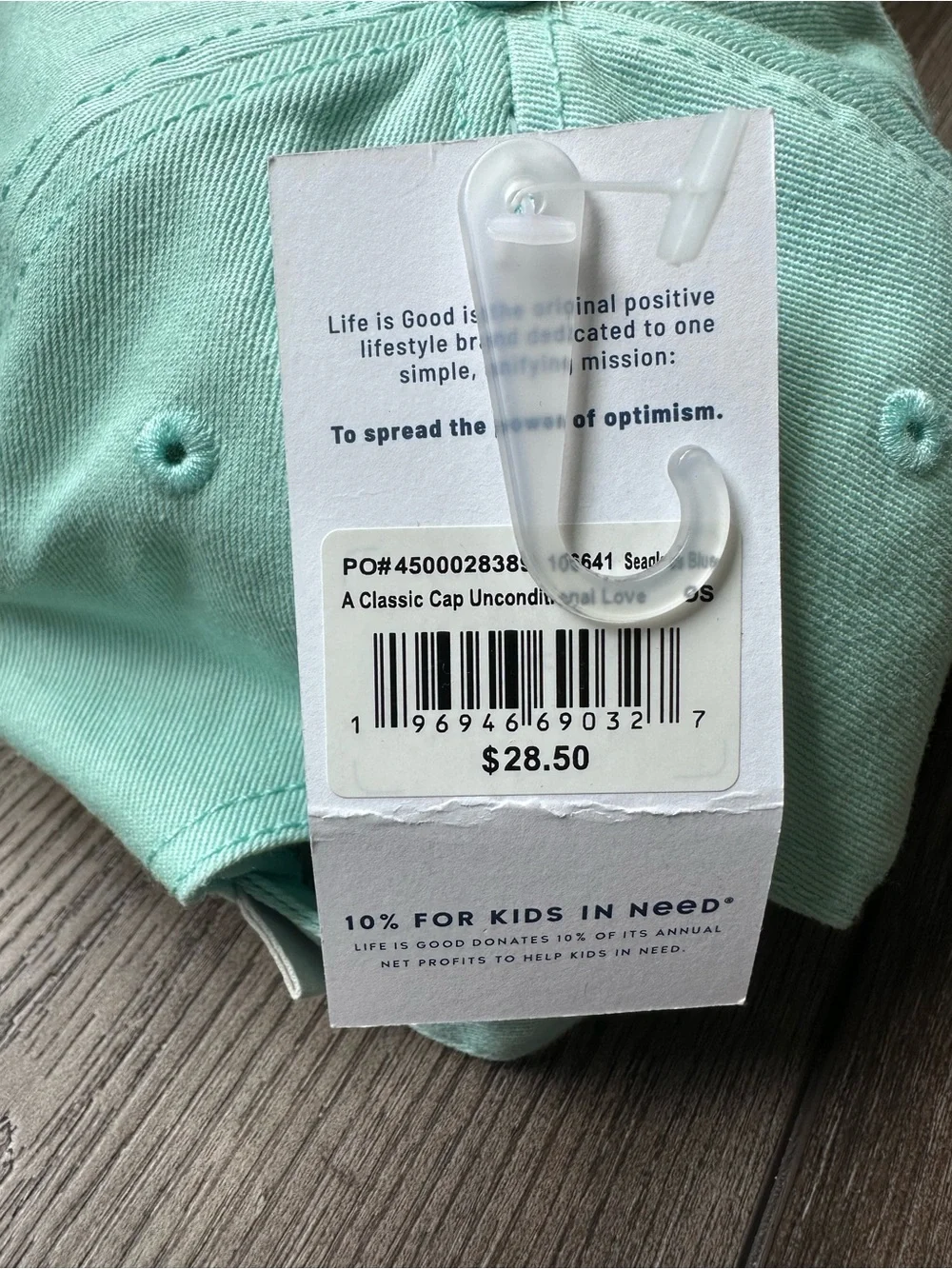 Life is Good Seafoam Blue Dog Embroidered Baseball Cap Hat, NWT